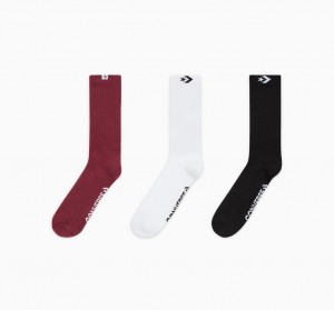 Converse 3-Pack Star Chevron Woven Loop Crew Socks Rood Wit Zwart | 640185UBF