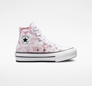 Converse Chuck Taylor All Star EVA Lift Platform Butterfly Shine Wit Roze Zwart | 350178IYX