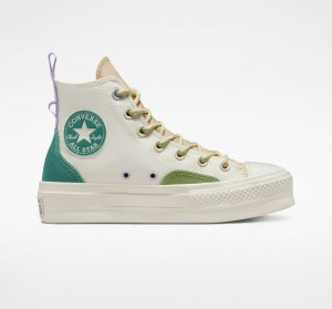 Converse Chuck Taylor All Star Lift Platform Colorblock Overlay Egret / Oat Milk / Algae Coast | 286970MZO