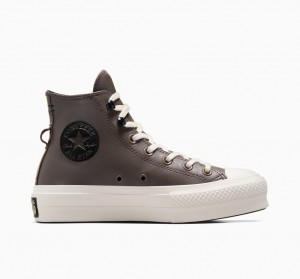 Converse Chuck Taylor All Star Lift Platform Fleece-Gevoerde Leren Zwart | 349065JWQ