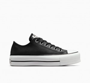 Converse Chuck Taylor All Star Lift Platform Leren Zwart Zwart Wit | 489317VKY