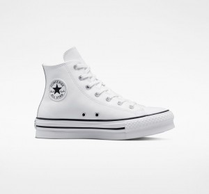 Converse Chuck Taylor All Star Lift Platform Leren Wit Zwart | 427310UCS