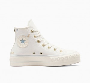 Converse Chuck Taylor All Star Lift Platform Tiny Tattoos Wit Blauw | 539601YCQ