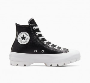 Converse Chuck Taylor All Star Lugged Leren Zwart Wit Wit | 371495TQD