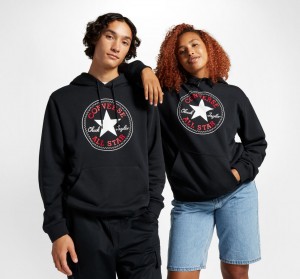 Converse Converse Go-To All Star Patch Standard-Fit Fleece Pullover Hoodie Zwart | 483091BHY