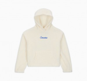 Converse Geribbeld Sherpa Fleece Hoodie Egret | 695480PRC