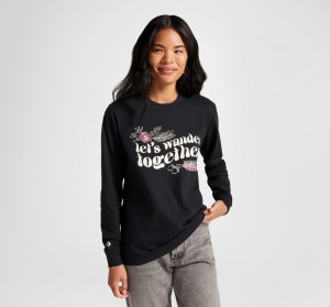 Converse Let's Wander Together Long Sleeve T-Shirt Zwart | 438260YKR