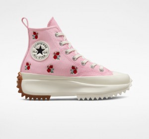 Converse Run Star Hike Platform Embroidered Floral Roze Rood | 167495KCN