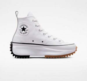 Converse Run Star Hike Platform Foundational Leren Wit Zwart | 281579KZJ