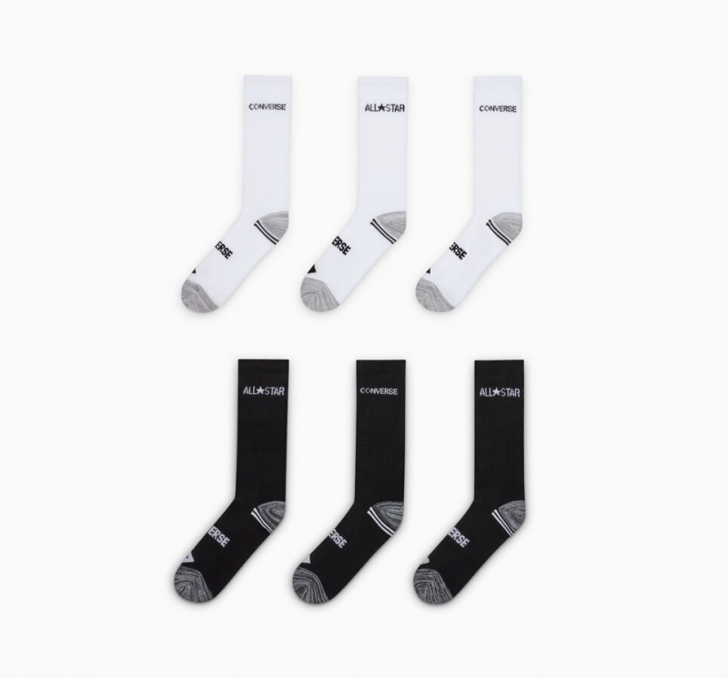 Converse All Star 6-Pack Crew Socks Wit Zwart | 461328RFV