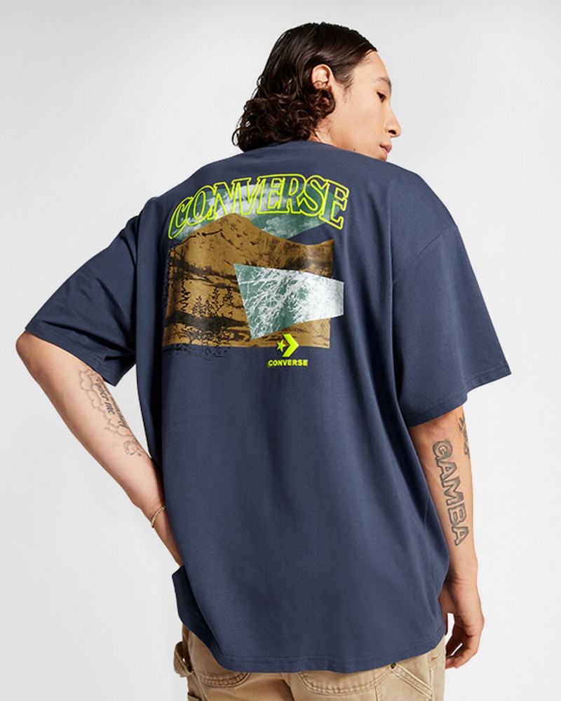 Converse All Star Mountain Remix T-Shirt Blauw | 792406XRL