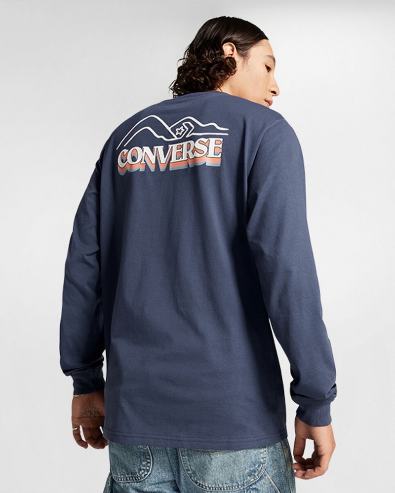 Converse All Star Winter Chill Long-Sleeve T-Shirt Blauw | 581702SKG