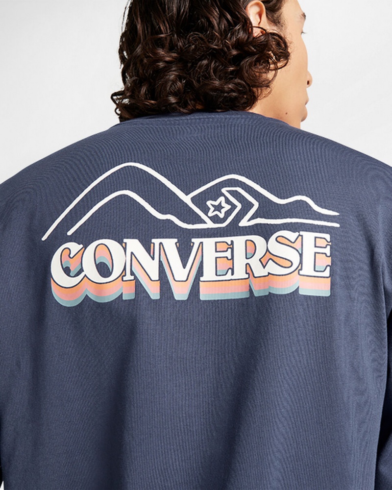 Converse All Star Winter Chill Long-Sleeve T-Shirt Blauw | 581702SKG