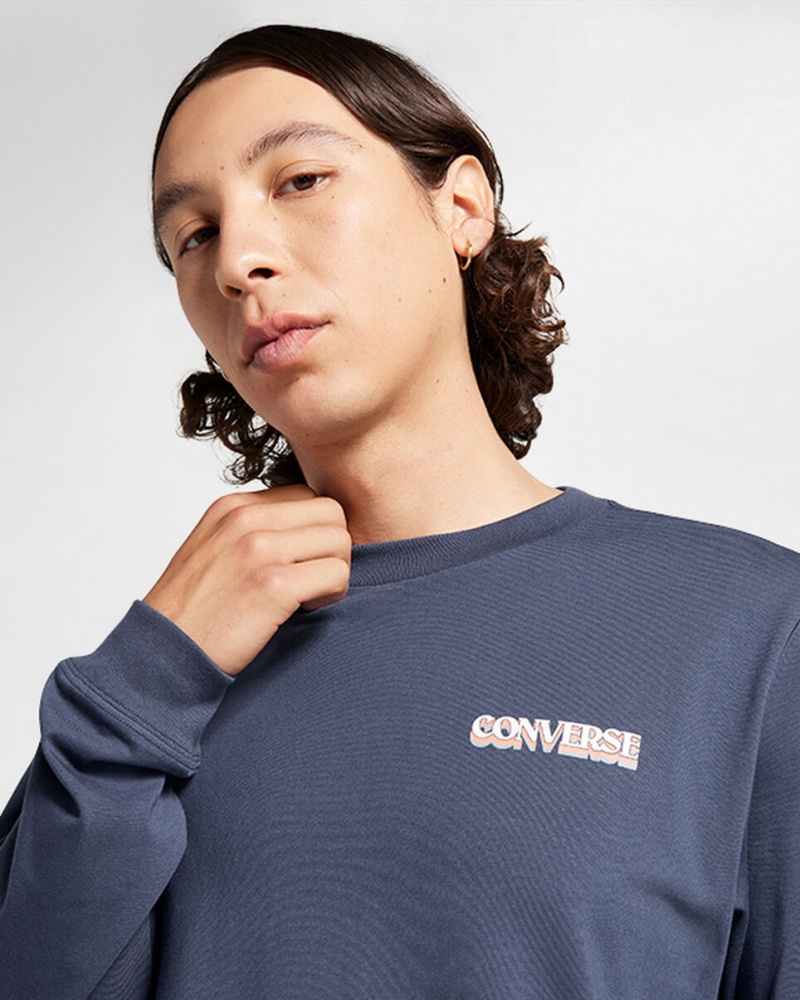 Converse All Star Winter Chill Long-Sleeve T-Shirt Blauw | 581702SKG