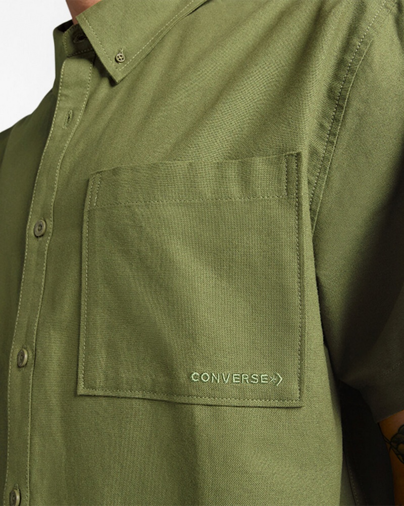 Converse Basic Woven Kort Sleeve Shirt Groen | 596417SYX