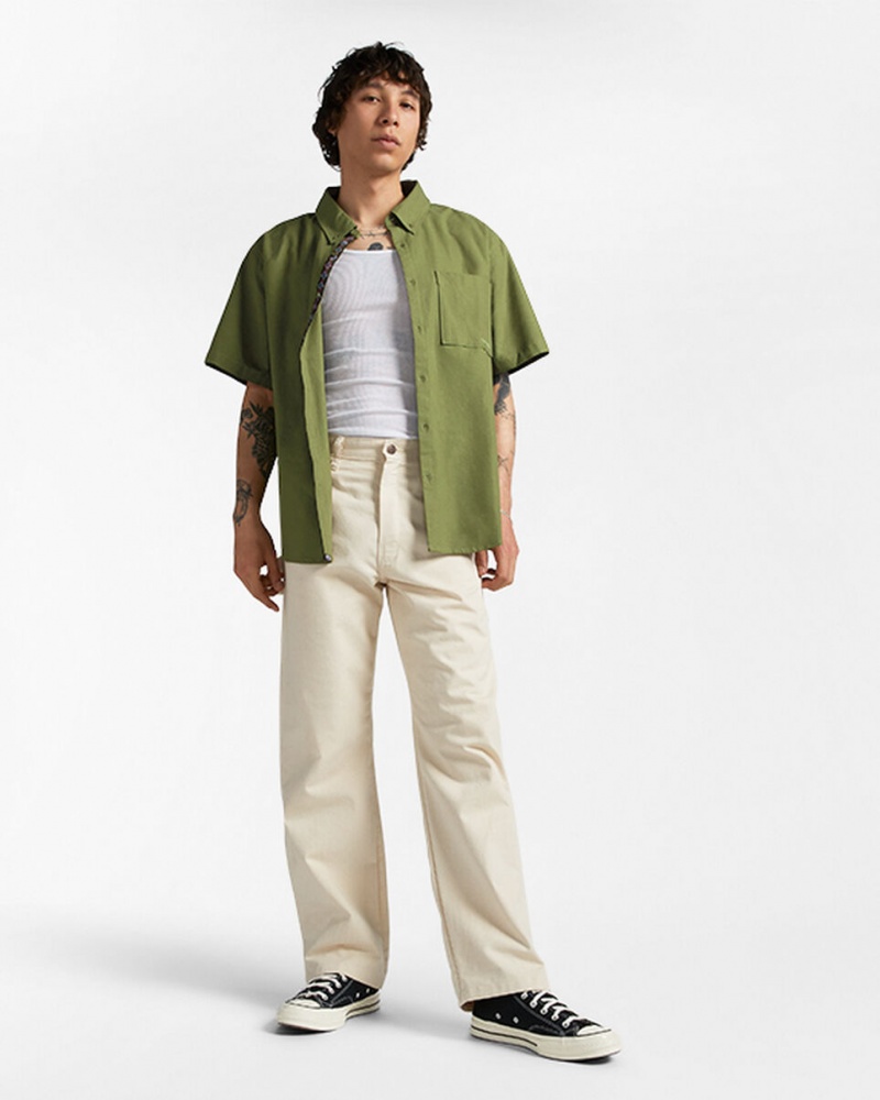 Converse Basic Woven Kort Sleeve Shirt Groen | 596417SYX