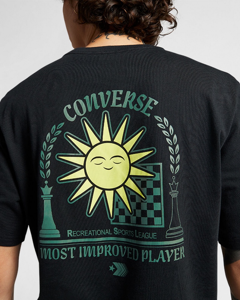 Converse Chess League Grafische T-Shirt Zwart | 129875LPK