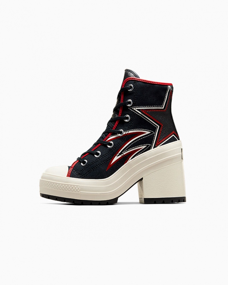 Converse Chuck 70 De Luxe Heel Moto Zwart Rood | 805641POI