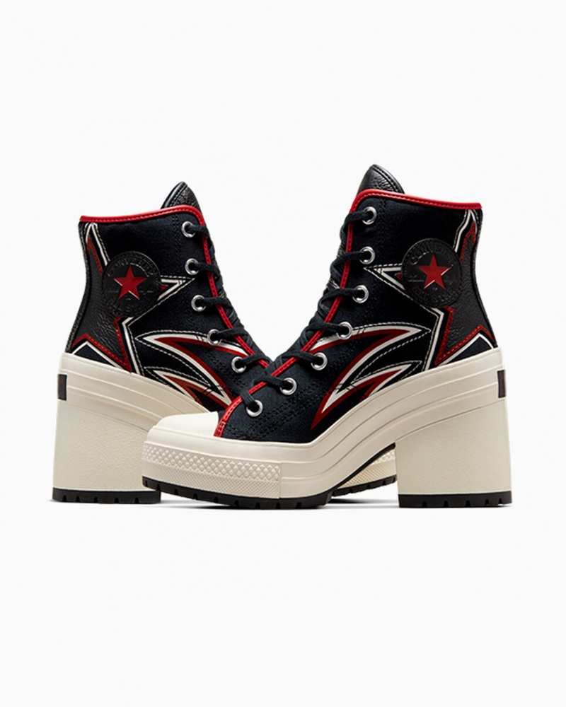 Converse Chuck 70 De Luxe Heel Moto Zwart Rood | 805641POI