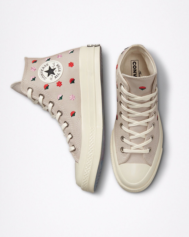 Converse Chuck 70 Floral Embroidery Desert Sand / Egret | 208435ARY