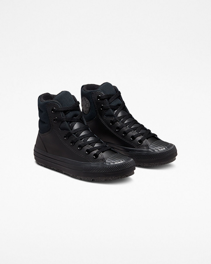 Converse Chuck Taylor All Star Berkshire Boot Leren Zwart Zwart Grijs | 318947LGK