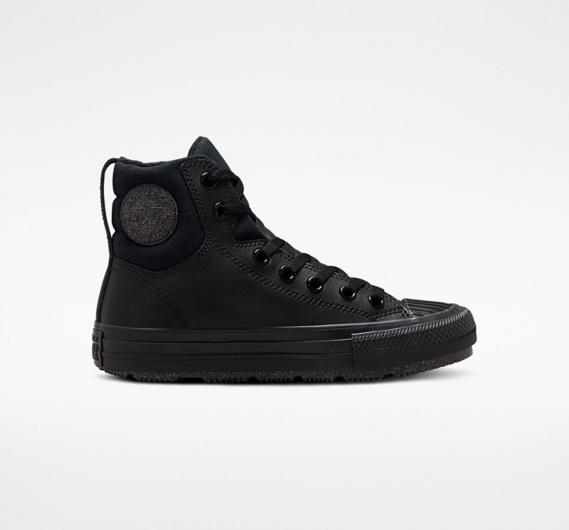 Converse Chuck Taylor All Star Berkshire Boot Leren Zwart Zwart Grijs | 318947LGK