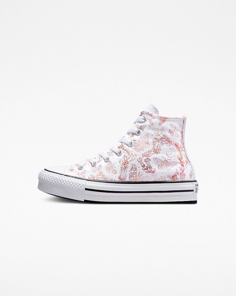 Converse Chuck Taylor All Star EVA Lift Platform Butterfly Shine Wit Roze Zwart | 687541CWU