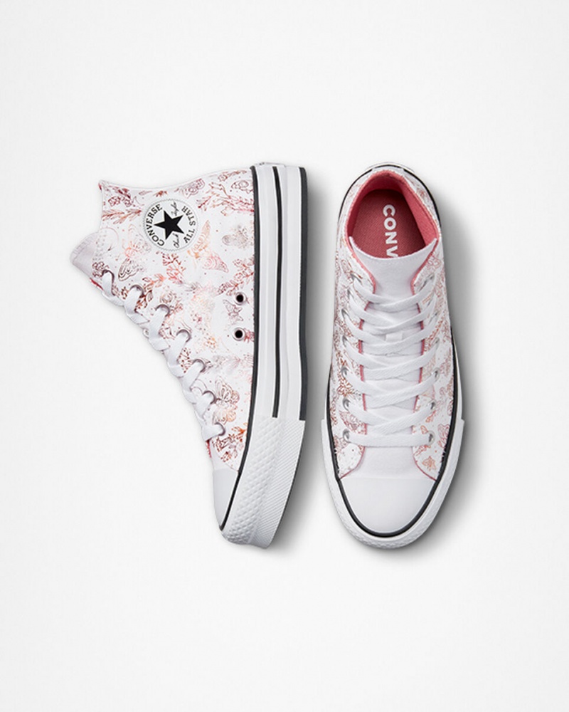 Converse Chuck Taylor All Star EVA Lift Platform Butterfly Shine Wit Roze Zwart | 687541CWU