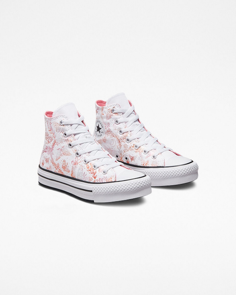 Converse Chuck Taylor All Star EVA Lift Platform Butterfly Shine Wit Roze Zwart | 687541CWU