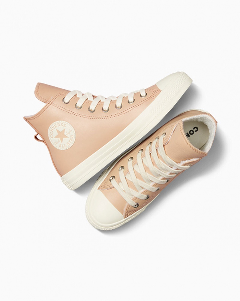 Converse Chuck Taylor All Star Leren Faux Fur Lining Epic Dune / Egret / Egret | 176853XOU