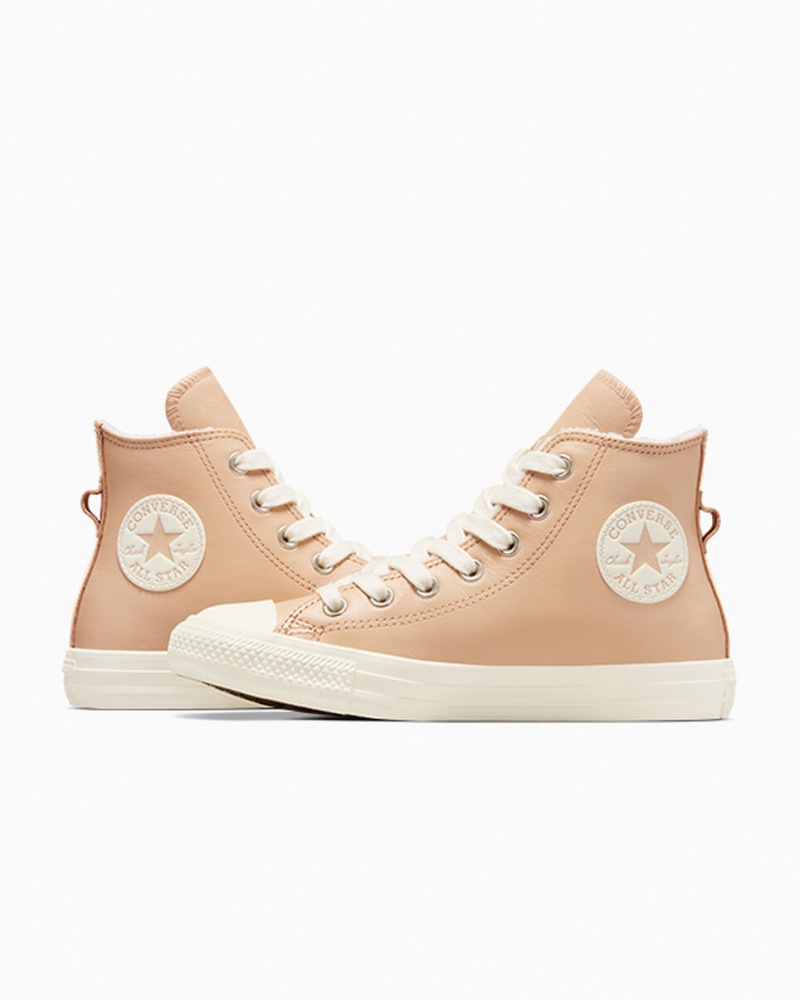 Converse Chuck Taylor All Star Leren Faux Fur Lining Epic Dune / Egret / Egret | 176853XOU