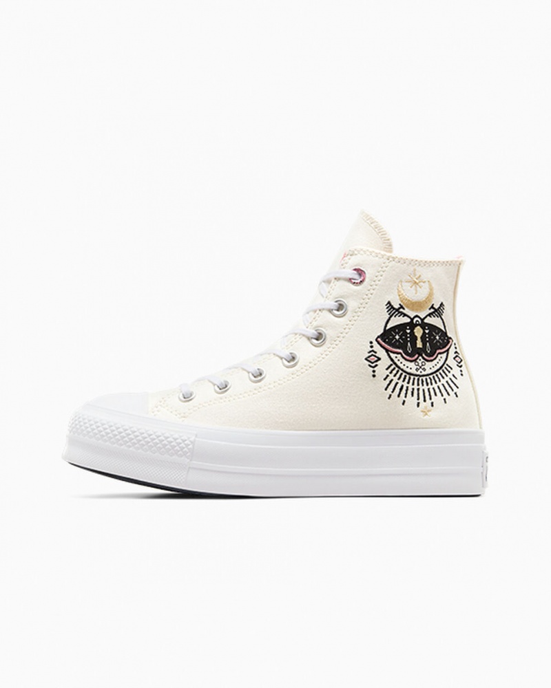 Converse Chuck Taylor All Star Lift Platform Alchemy Embroidery Zwart Roze | 164572XNV