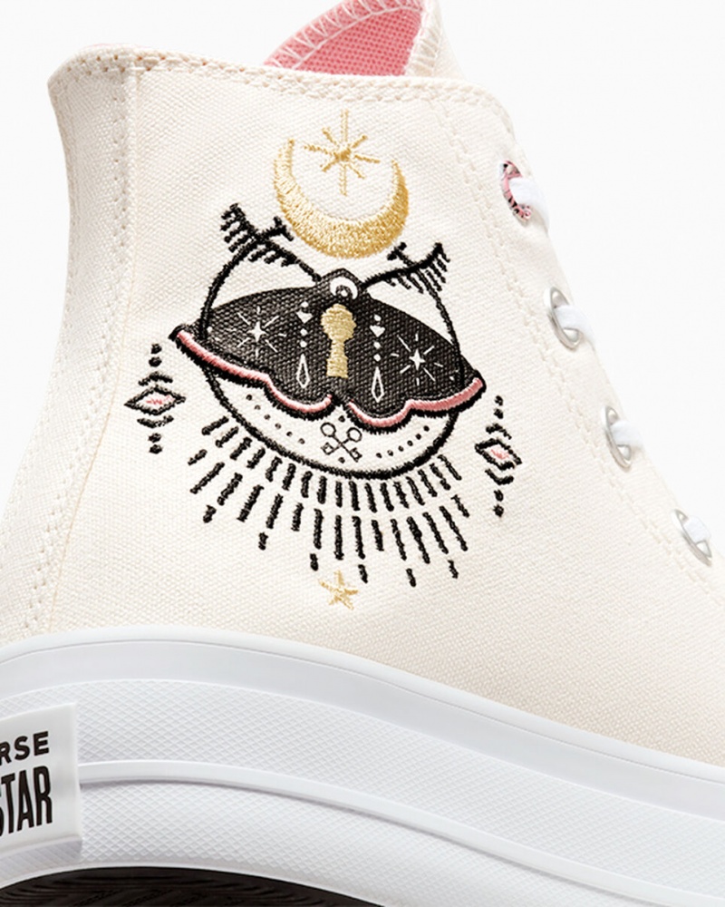 Converse Chuck Taylor All Star Lift Platform Alchemy Embroidery Zwart Roze | 164572XNV