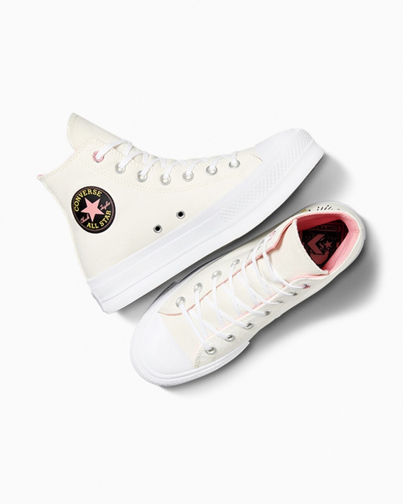 Converse Chuck Taylor All Star Lift Platform Alchemy Embroidery Zwart Roze | 164572XNV