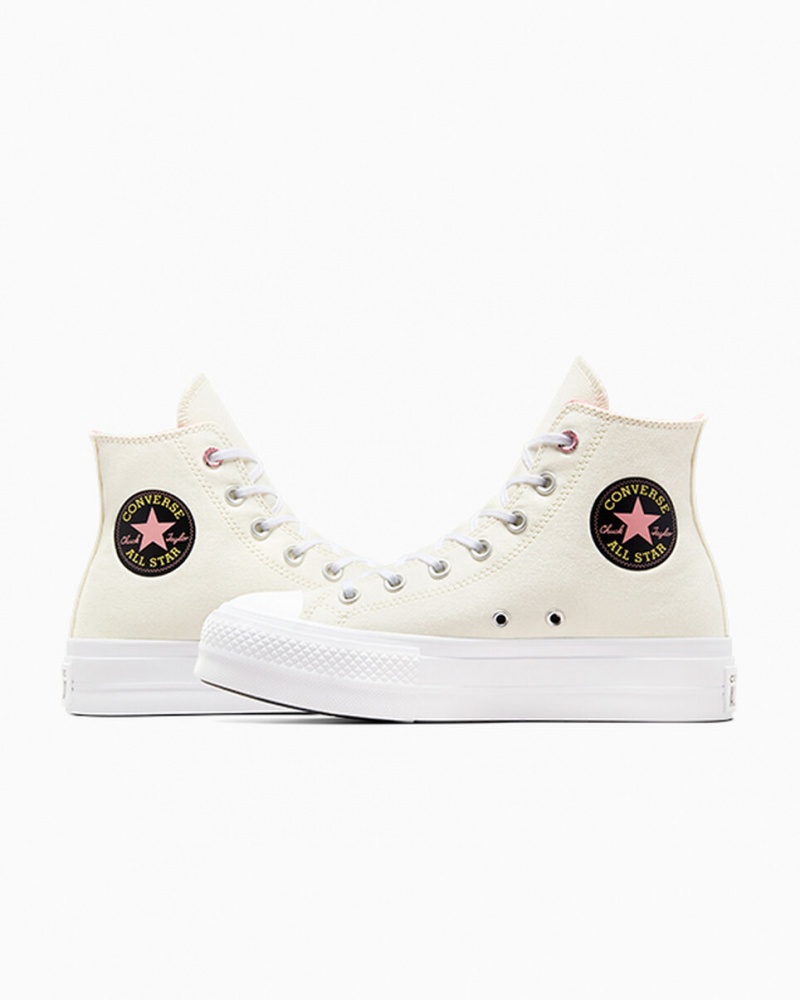 Converse Chuck Taylor All Star Lift Platform Alchemy Embroidery Zwart Roze | 164572XNV