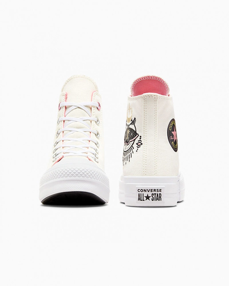 Converse Chuck Taylor All Star Lift Platform Alchemy Embroidery Zwart Roze | 164572XNV