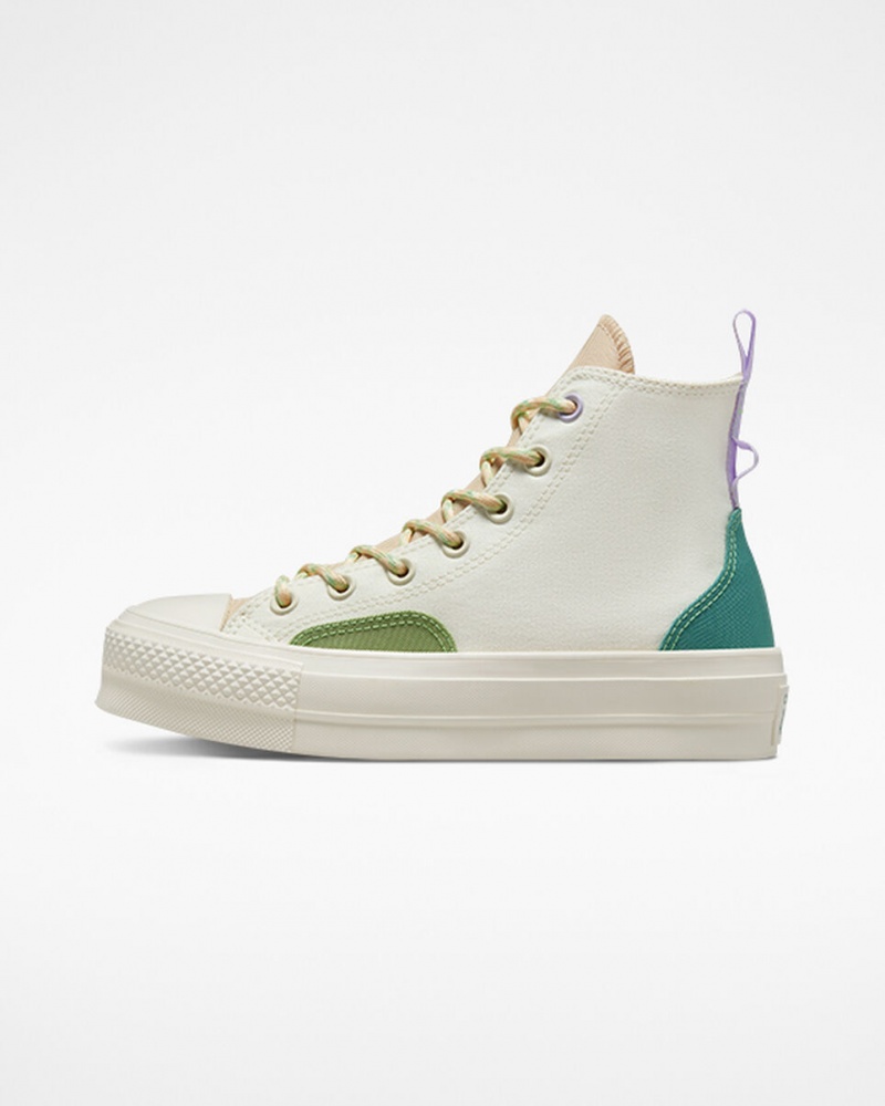 Converse Chuck Taylor All Star Lift Platform Colorblock Overlay Egret / Oat Milk / Algae Coast | 286970MZO