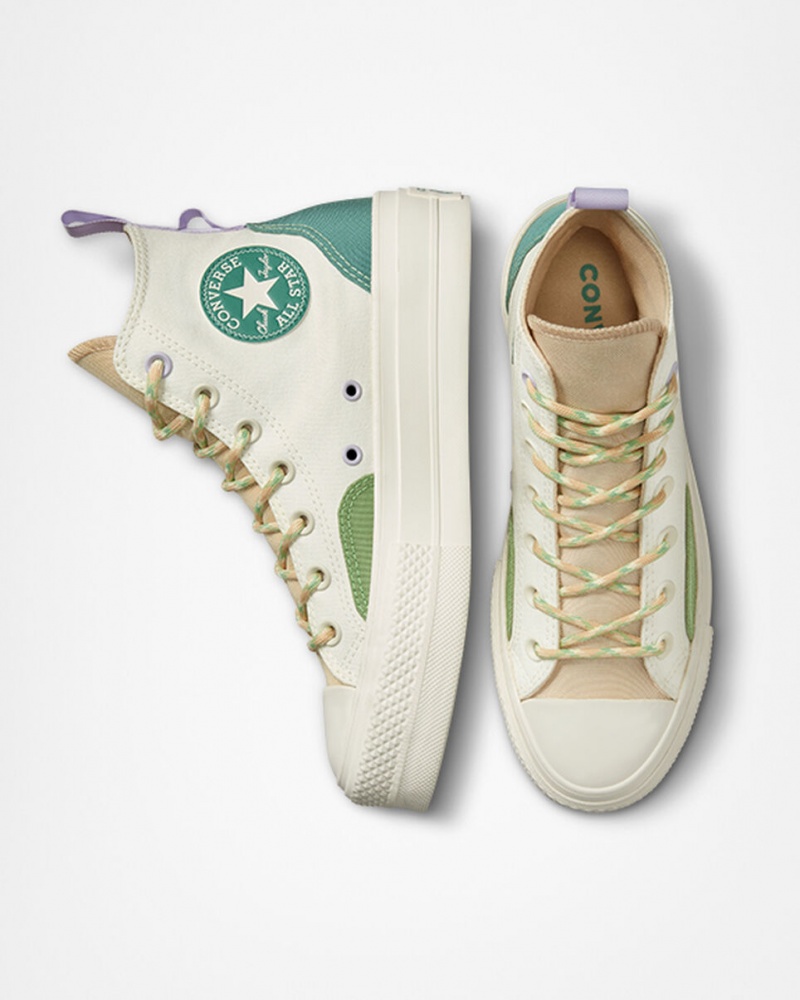 Converse Chuck Taylor All Star Lift Platform Colorblock Overlay Egret / Oat Milk / Algae Coast | 286970MZO