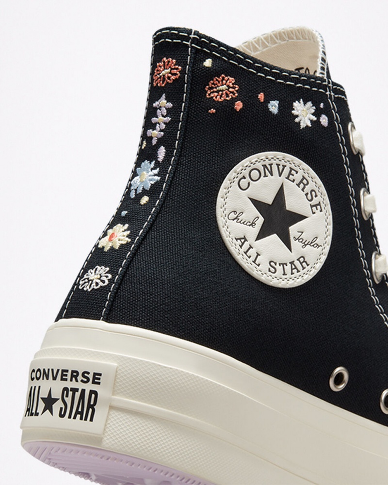 Converse Chuck Taylor All Star Lift Platform Embroidered Floral Zwart | 307825TLA