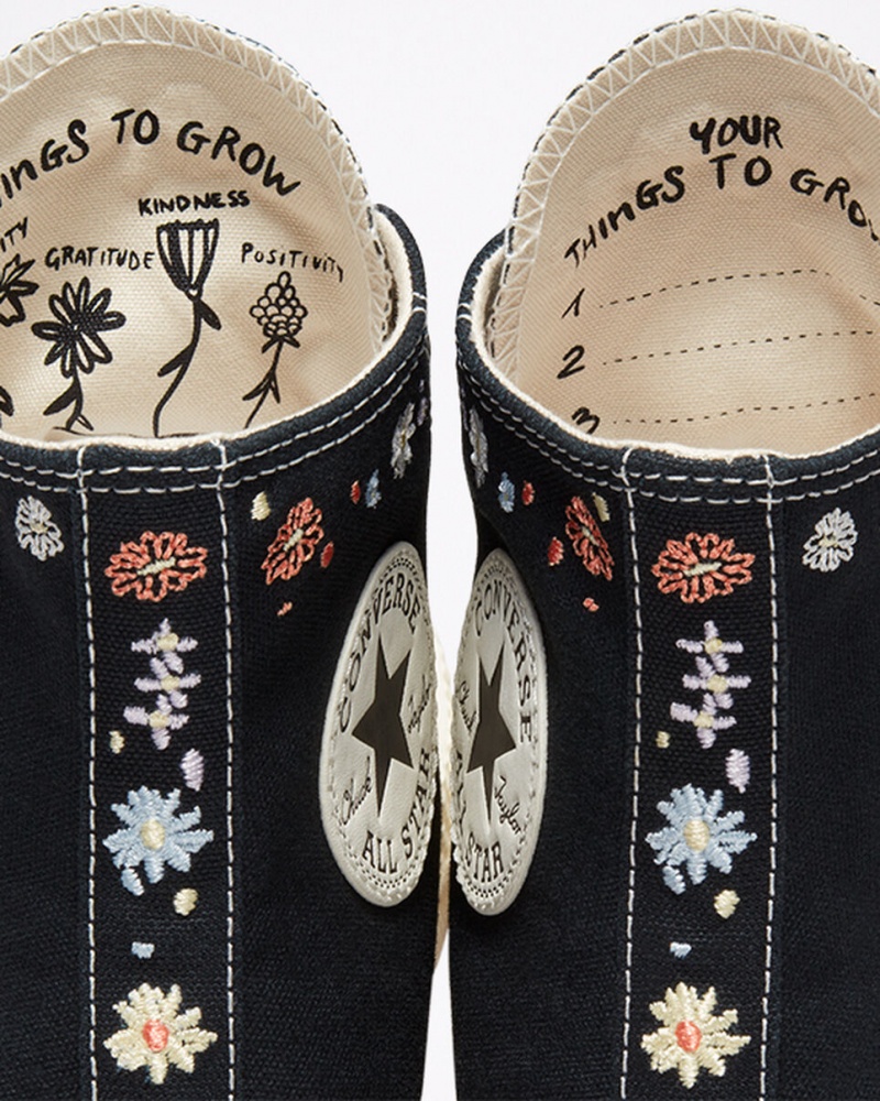 Converse Chuck Taylor All Star Lift Platform Embroidered Floral Zwart | 307825TLA