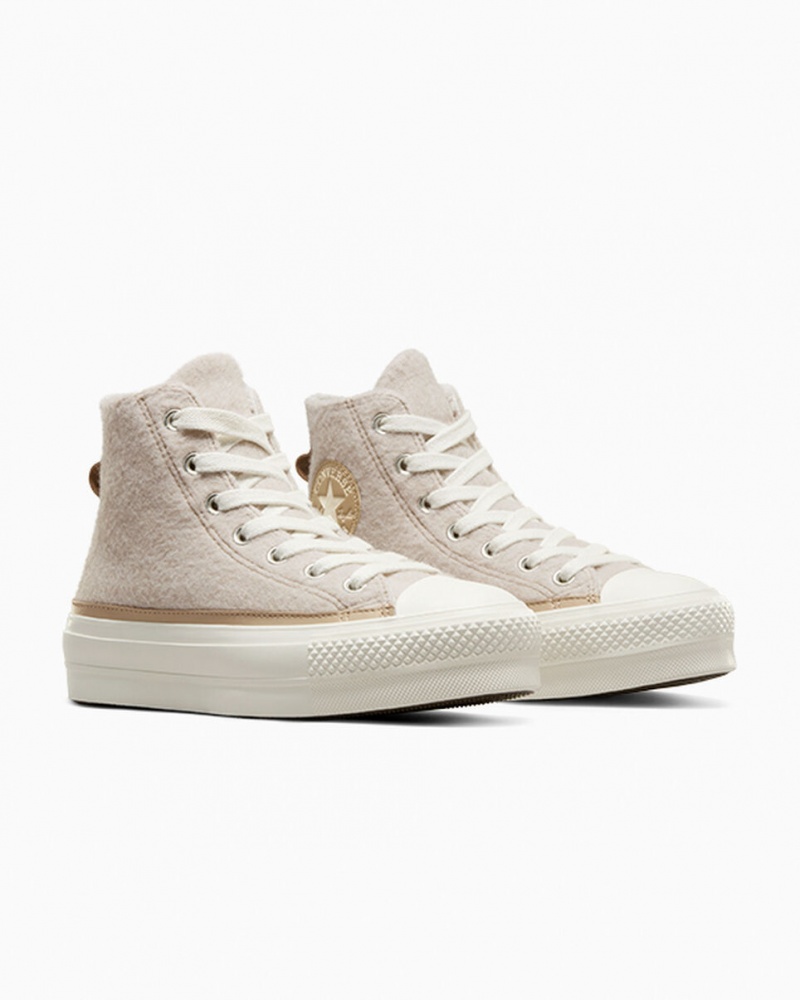 Converse Chuck Taylor All Star Lift Platform Faux Mohair Egret / Epic Dune / Egret | 813507CHW