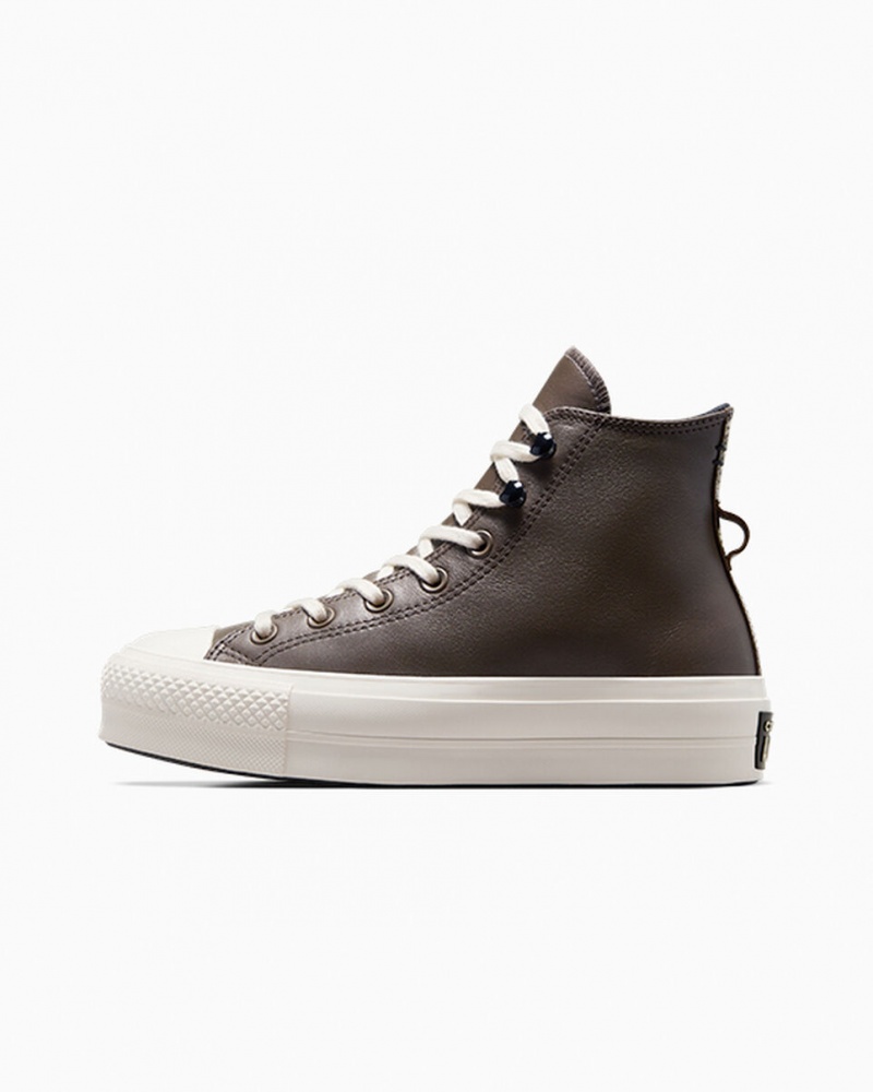 Converse Chuck Taylor All Star Lift Platform Fleece-Gevoerde Leren Zwart | 349065JWQ