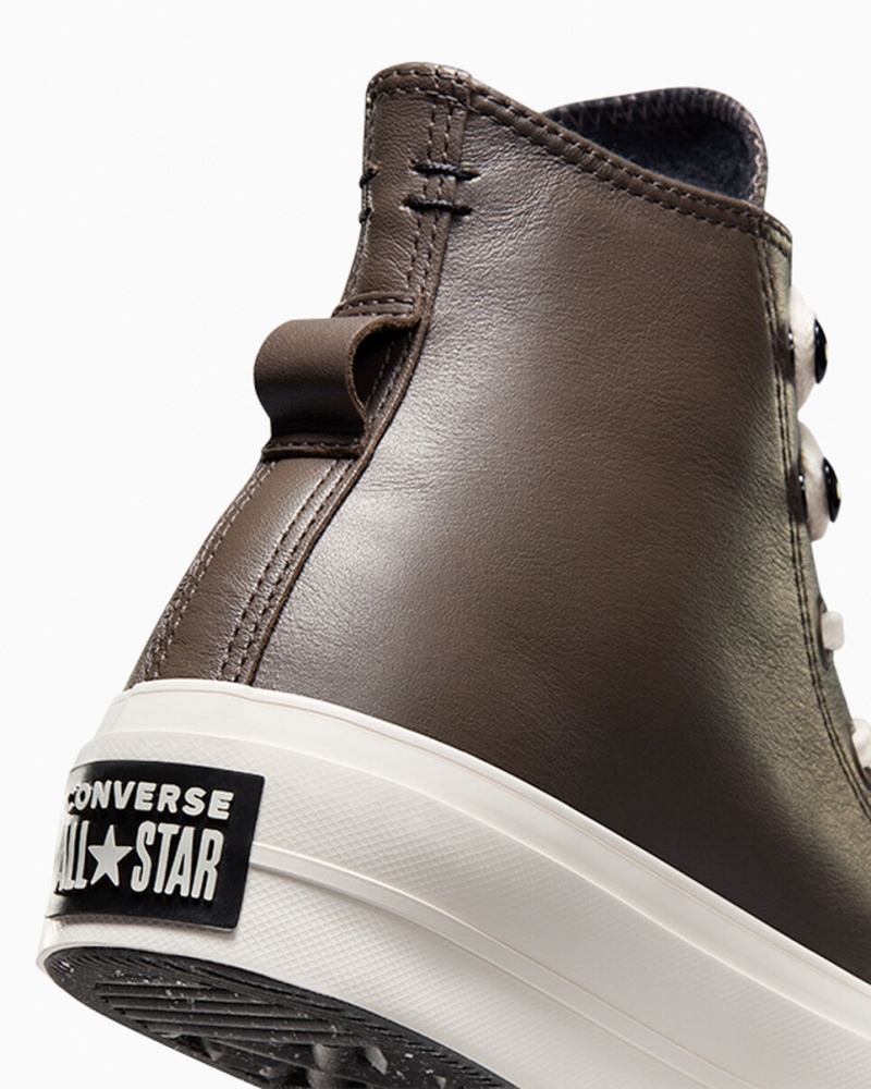 Converse Chuck Taylor All Star Lift Platform Fleece-Gevoerde Leren Zwart | 349065JWQ