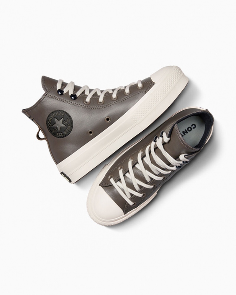 Converse Chuck Taylor All Star Lift Platform Fleece-Gevoerde Leren Zwart | 349065JWQ