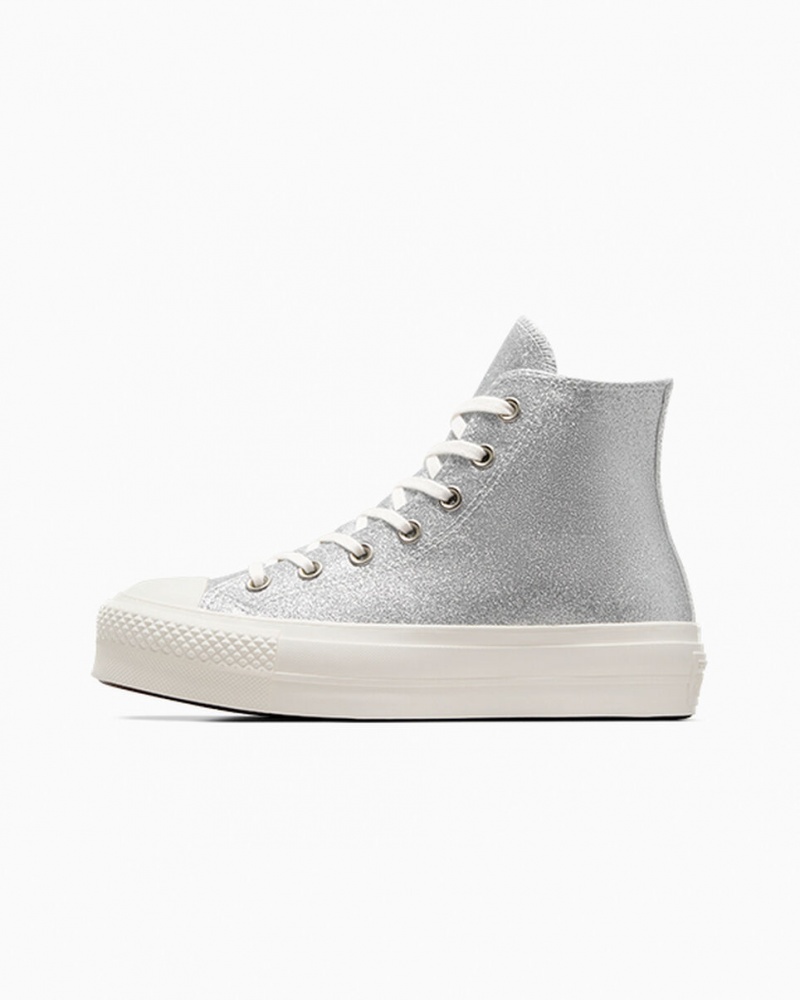 Converse Chuck Taylor All Star Lift Platform Glitter Zilver | 913507IEZ