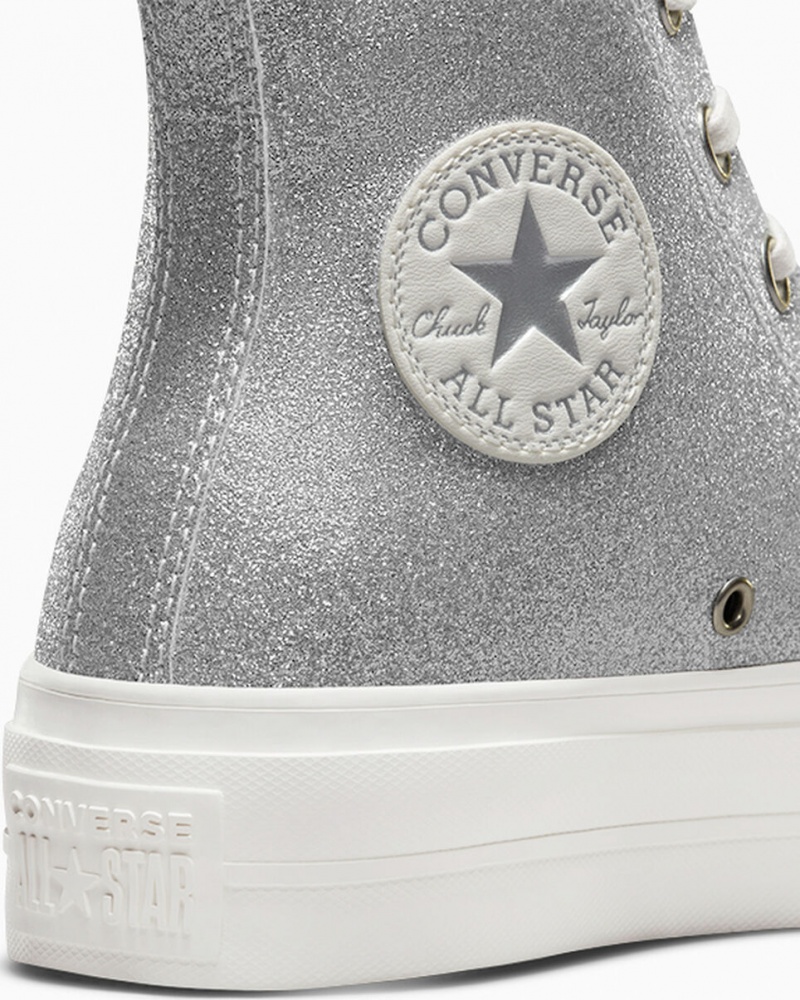 Converse Chuck Taylor All Star Lift Platform Glitter Zilver | 913507IEZ