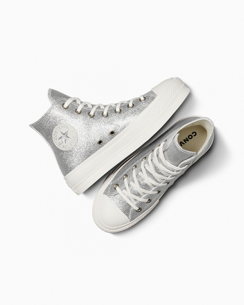 Converse Chuck Taylor All Star Lift Platform Glitter Zilver | 913507IEZ