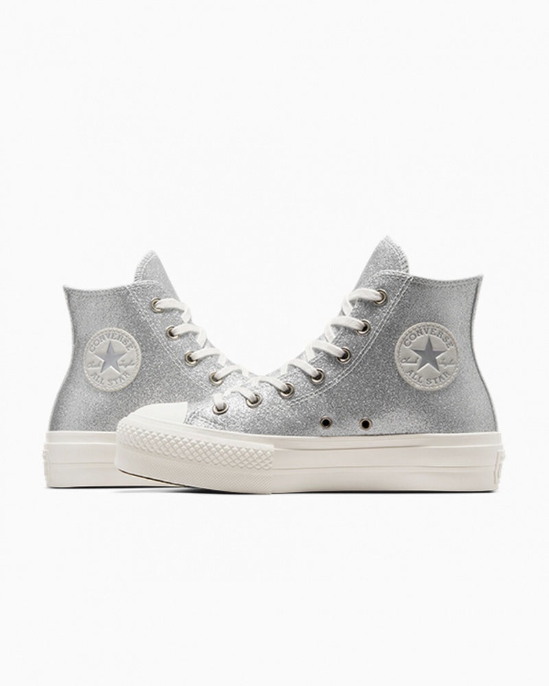 Converse Chuck Taylor All Star Lift Platform Glitter Zilver | 913507IEZ