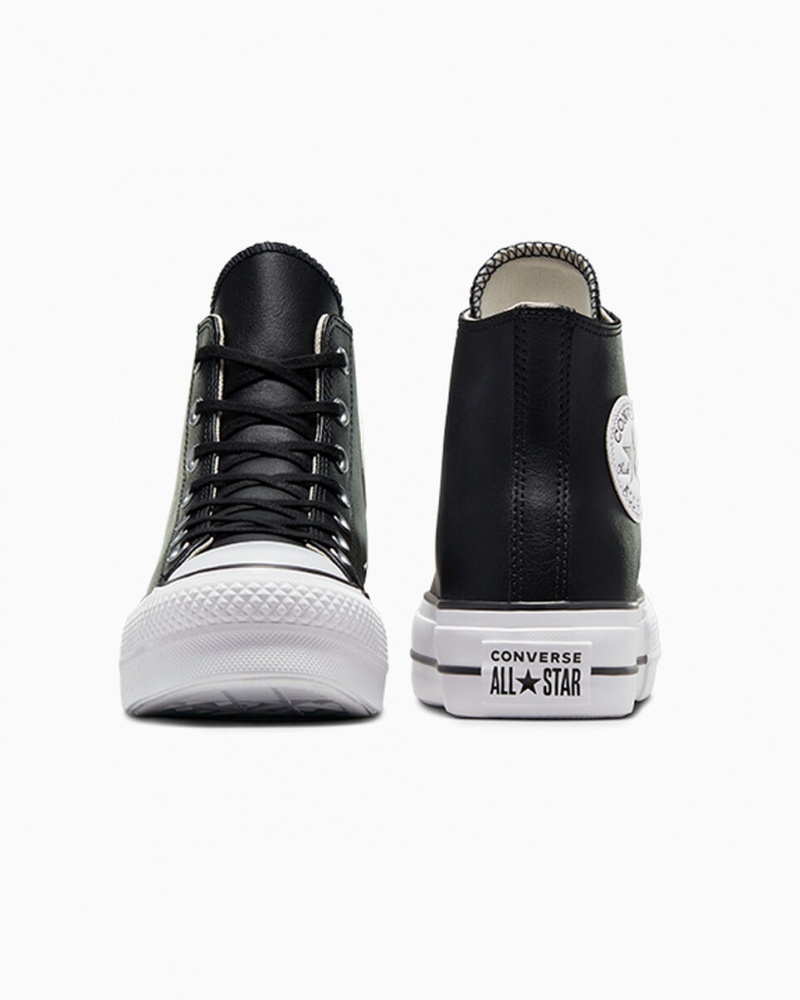 Converse Chuck Taylor All Star Lift Platform Leren Zwart Zwart Wit | 870243MKA