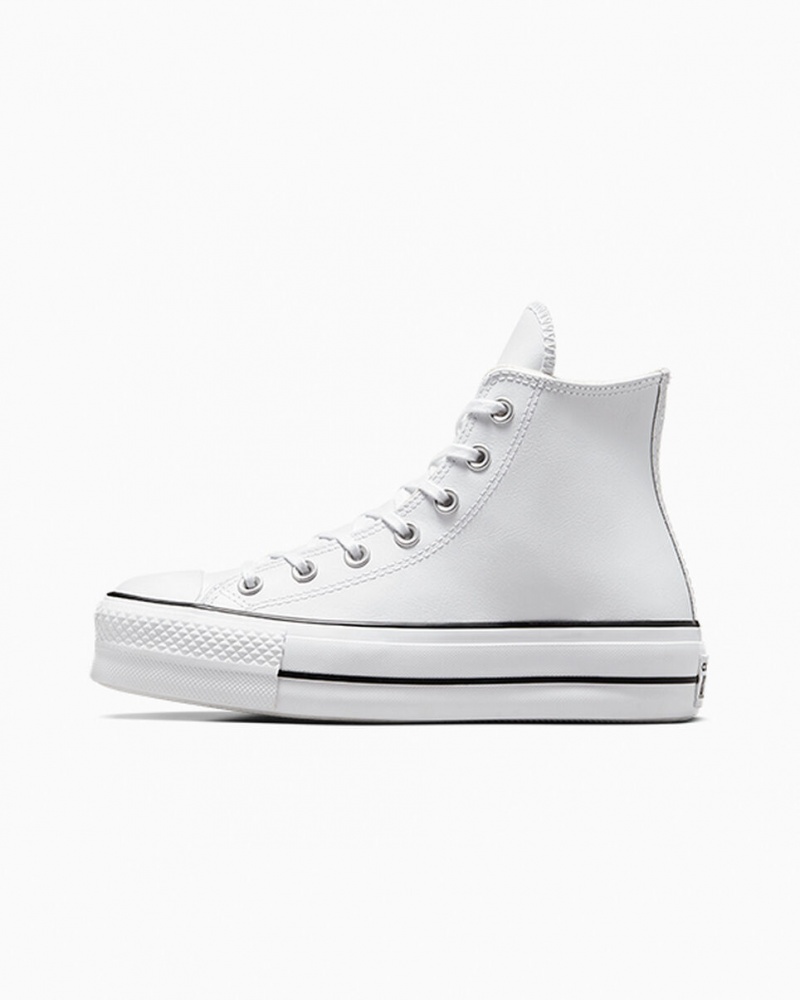 Converse Chuck Taylor All Star Lift Platform Leren Wit Zwart Wit | 290863HTE